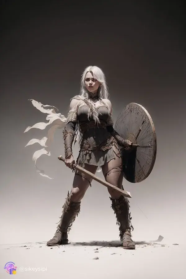 3D Viking Heroine: Power and Intensity