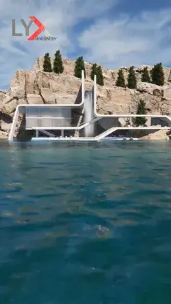 Diving Cliff House with Artificial Waterfall in Calabria, Italy Concept Design by LYX arkitekter