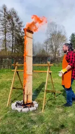 Stylish table made with burn wood technique!