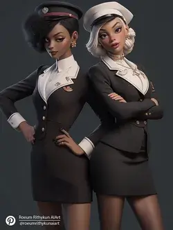 Two Beautiful Cabin Crew Women