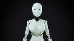 humanoid robot talking camera girl robots Stock Footage Video