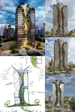 Tree tower- Archi-nature co-existing, Tokyo, Japan by Moshe Katz Architect
