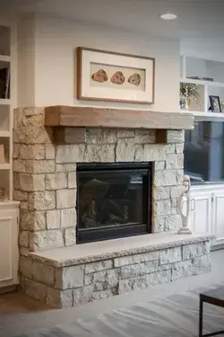 Fireplace Surround from Custom Blend of Fond du Lac Stone Veneer