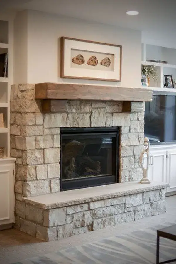 Fireplace Surround from Custom Blend of Fond du Lac Stone Veneer