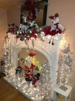 Christmas fireplace light decor