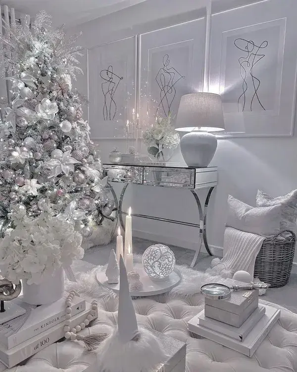 Cozy Grey Living Room Christmas Decor