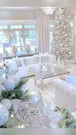 Chic Grey Living Room Christmas Ideas