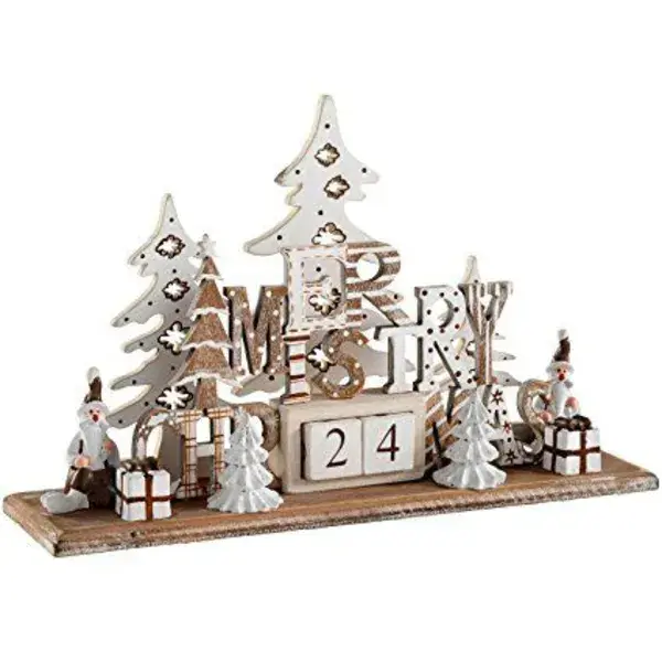 WeRChristmas Wooden Christmas Scene Advent Calendar Decoration, Wood, 21 cm - Multi-Colour : Amazon.co.uk: Home &amp; Kitchen