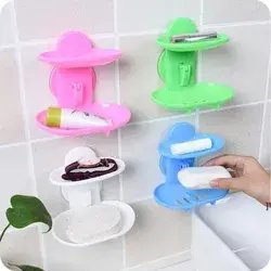 New Bathroom Accessories Soap Holder Two Layer Suction Holder Soap Dish Storage Basket Soap Box Stand RRA12709