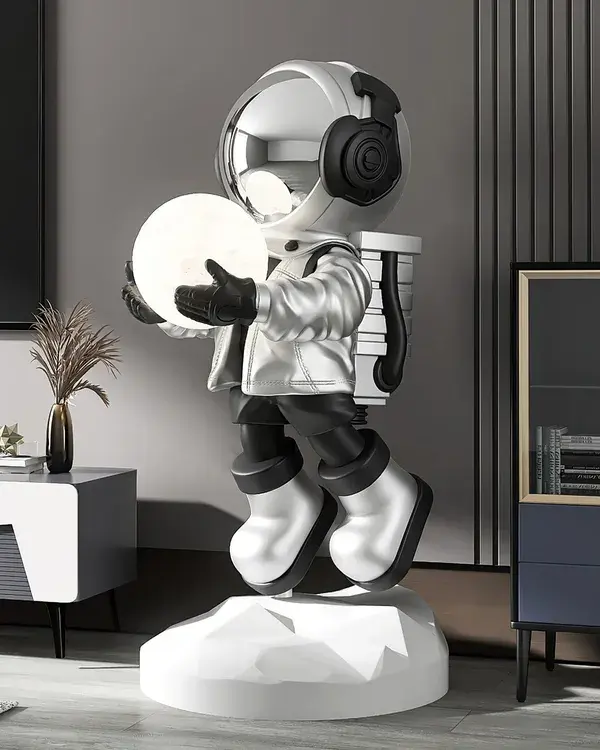 Fantasy Astronaut Floor lamp - Dia 38cm x H 80cm / ∅ 15″ x H 31.5″ / Chrome / Warm Light