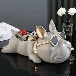 Buy Nordic Decor Sculpture Dog Ornament Storage box and Bin for Table Decoration Resin dog St...