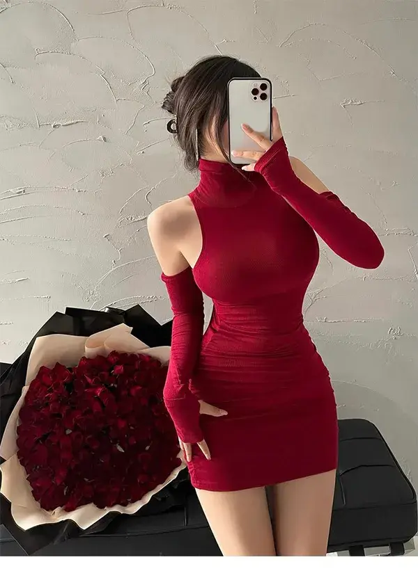 Summer Sexy High Neck Tight Bottom Wrapped Hip Dress