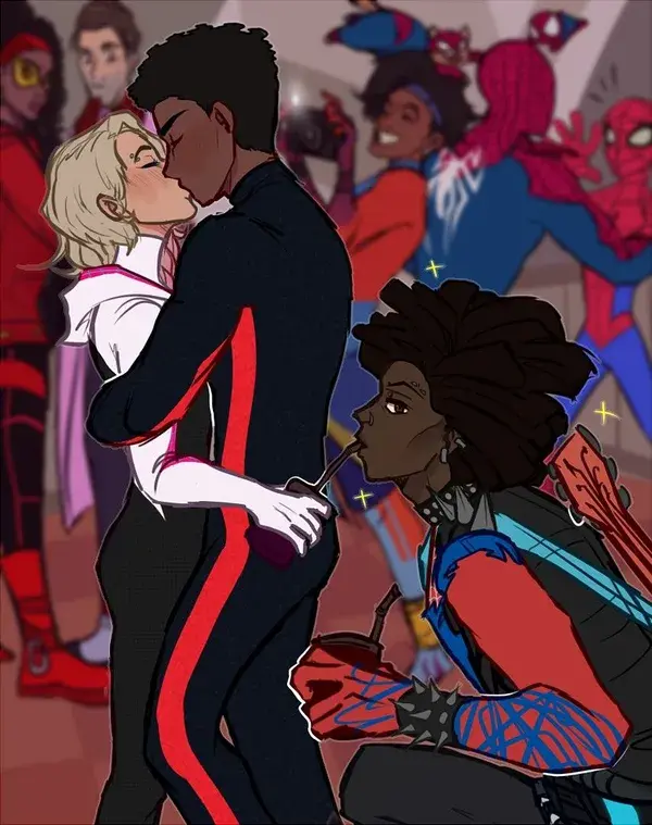 Spider Gwen Stacy, Miles Morales, Spider Punk (Hobie Brown) Spider-Man across the Spider verse Meme