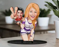 Personalized 3D Wooden Cartooned Lover - Couple Figurine Trinket, Custom Cartoon Portrait, Birthday Gift, Christmas, Anniversary Gift