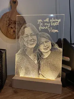Personalized Photo Light | Acrylic wood light base | Engraved Photo Night Light