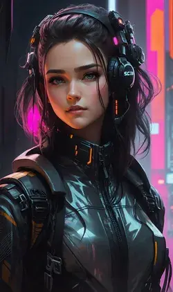 Cyberpunk Girl Sketch, Concept Art. Character Design.