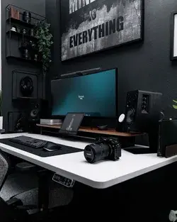 Dark Workspelace Desk Setup for Photographers & Videographers