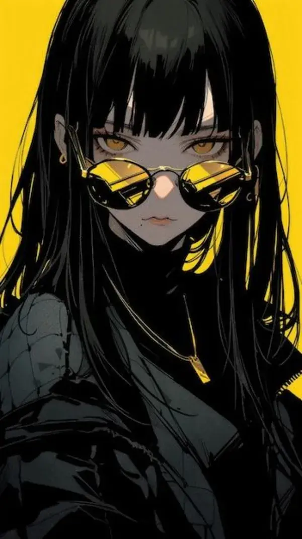 An Anime Girl in Yellow with Sunglasses