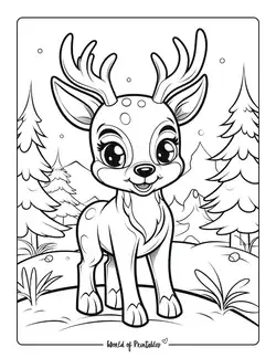 Reindeer Coloring Pages Cute
