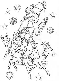 Santa coloring book page for kids