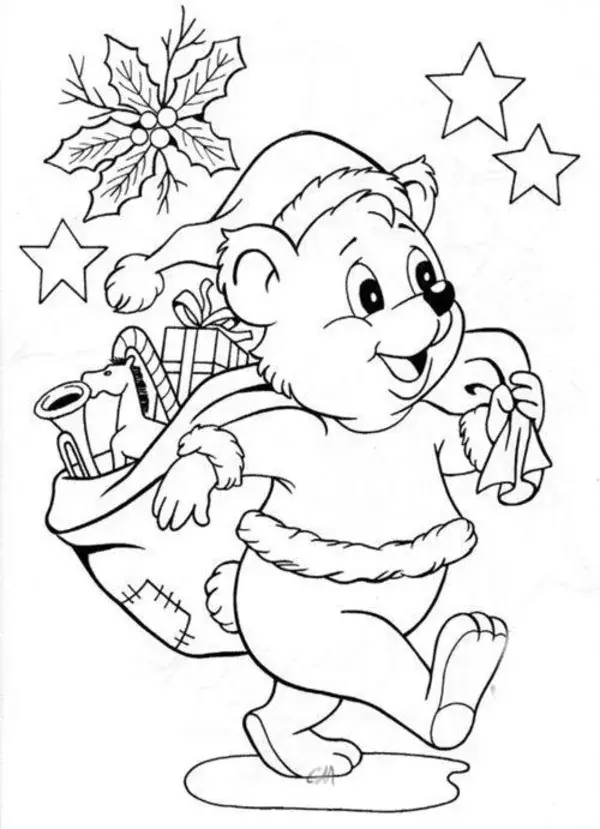 Christmas coloring book page for kids