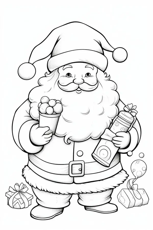 Santa Claus Coloring Pages for Kids & Adults