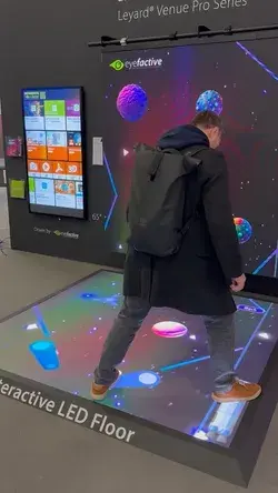 Virtual Interactive Flipper on XXL Videowall at ISE 2023