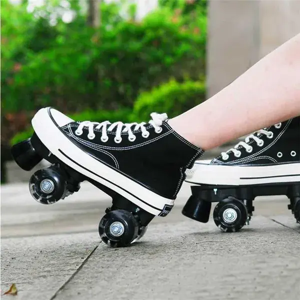 Inline & Roller Skates Quad Unisex Men / Women Double Line Skate Adult Kid Two Skating Shoes With LED PU 4 Wheels Patines1