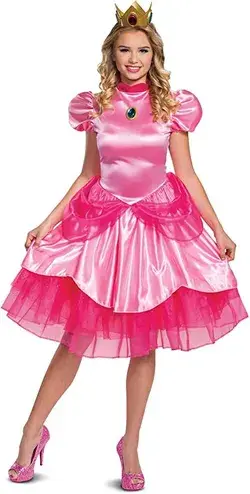 Amazon.com: Disguise Princess Peach Costume, Official Nintendo Super Mario Bros Dress and Crown : Clothing, Shoes &amp; Jewelry