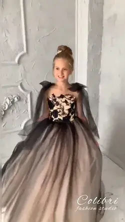 Flower girl dress, Black lace flower dress, Tulle girl dresses, Girl dress tutu, Birthday dress,