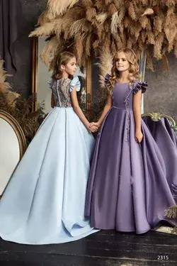 L2315 Light Blue Prom Dress with Flutter Sleeves - Custom Size / Mauve