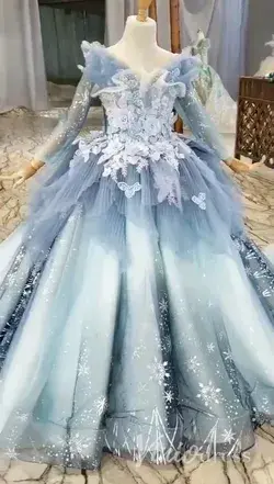 Dusty blue ball gown princess dress for kids