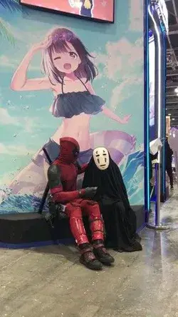 Warm embrace of kind Deadpool and No-Face