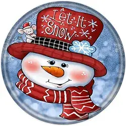 RIFOSA Round Metal Tin Sign Let is Snow Snowman Sign Snowman Decor Winter Sign Metal Wall Plaque Decor Lovers Gift Outdoor Indoor Wall Panel Retro Vintage Mural 12x12 Inch