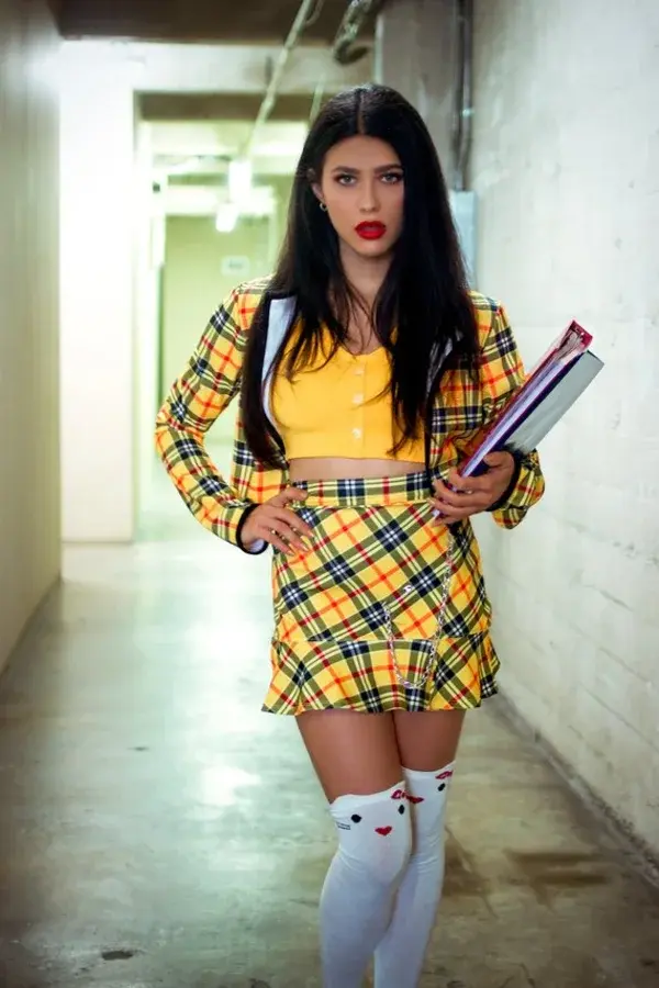 Sugarpuss CLUELESS SKIRT SET, 3 Piece Cosplay Costume Set, Plaid Skirt, Yellow Vest, Plaid Jacket