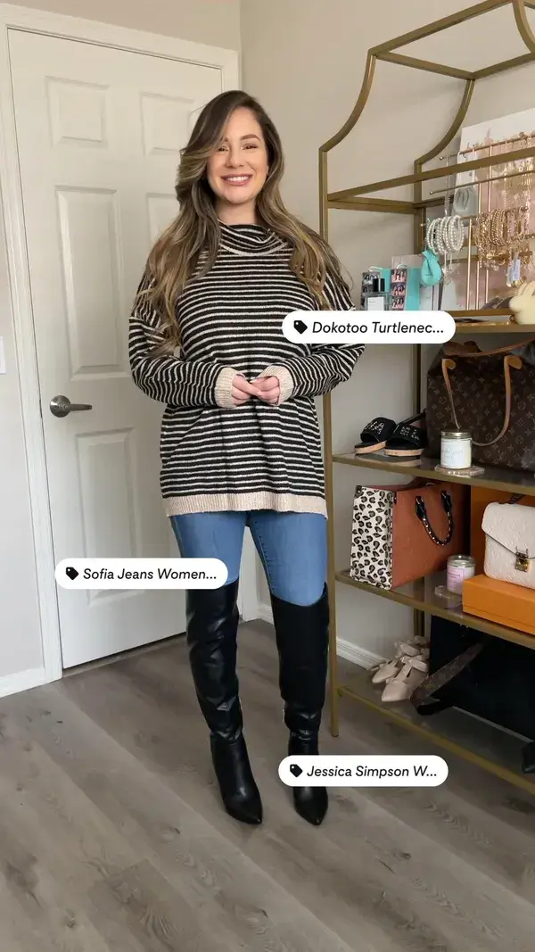 Turtleneck Sweater Outfit Idea | Winter Style, Winter Fashion, OTK Boots