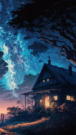 House in Night Wallpaper 4k aesthetic Wallpaper for iphone and Android mobile wallpapers HD