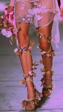 Versace Runway Shoes- Versace Heels- Fashion Inspo - Designer shoes -  Flowers heels - leaf heels