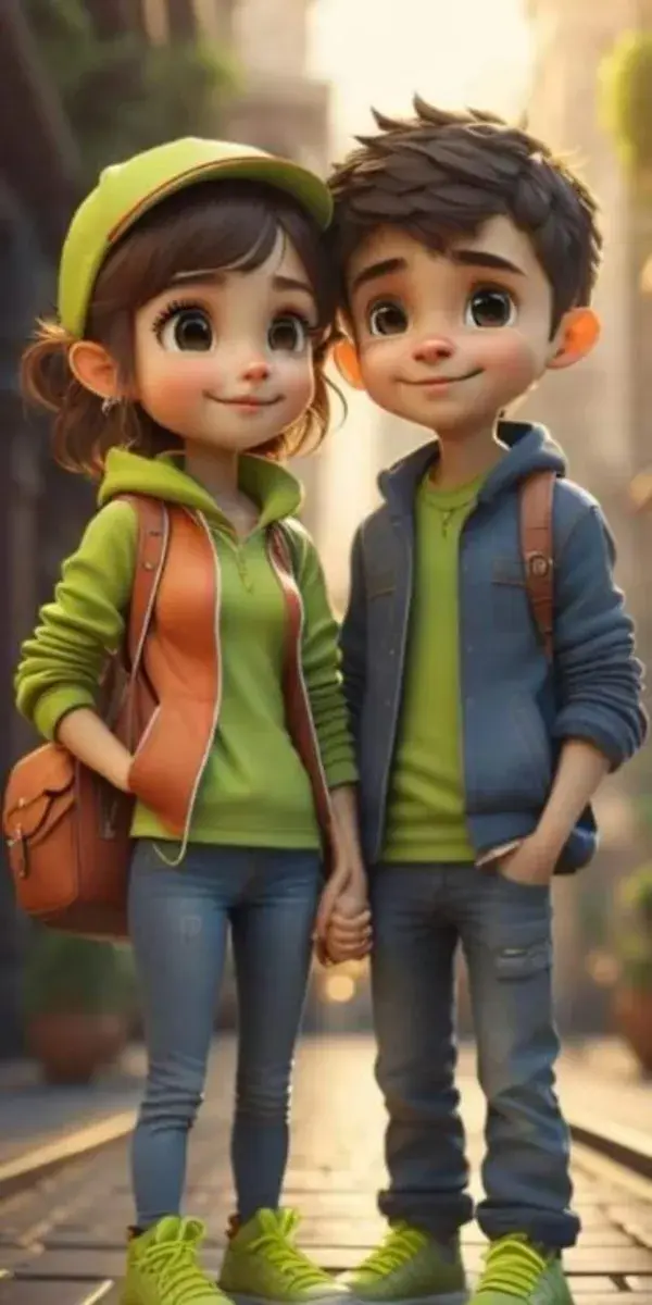 Cute couple cartoon character