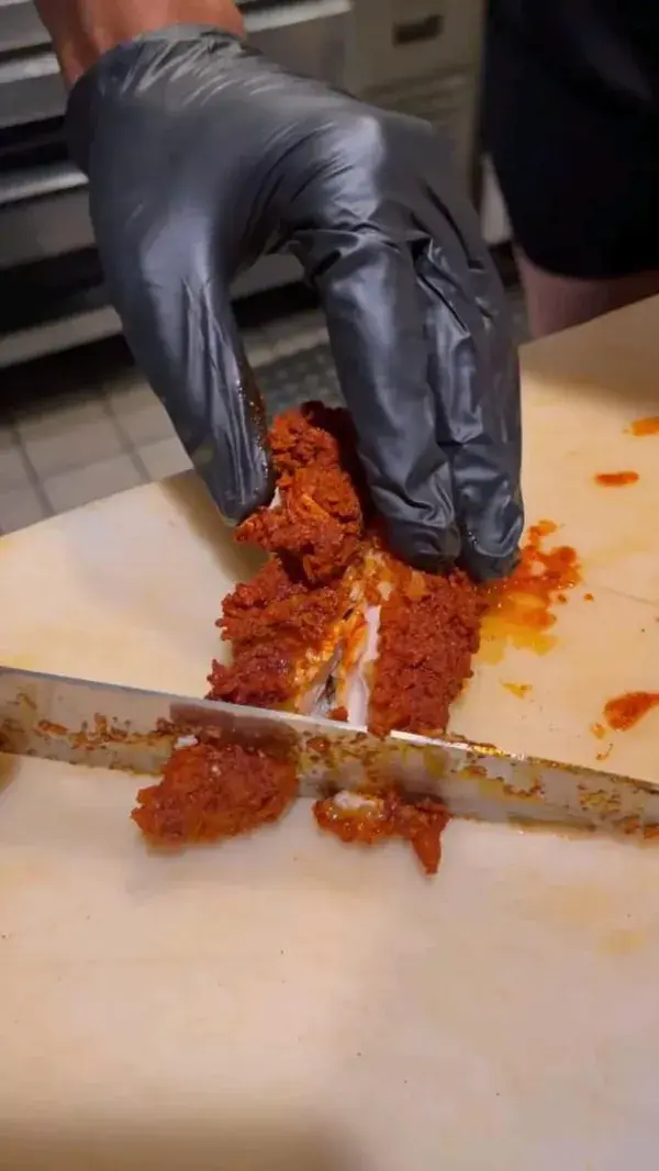 fried chicken cutting