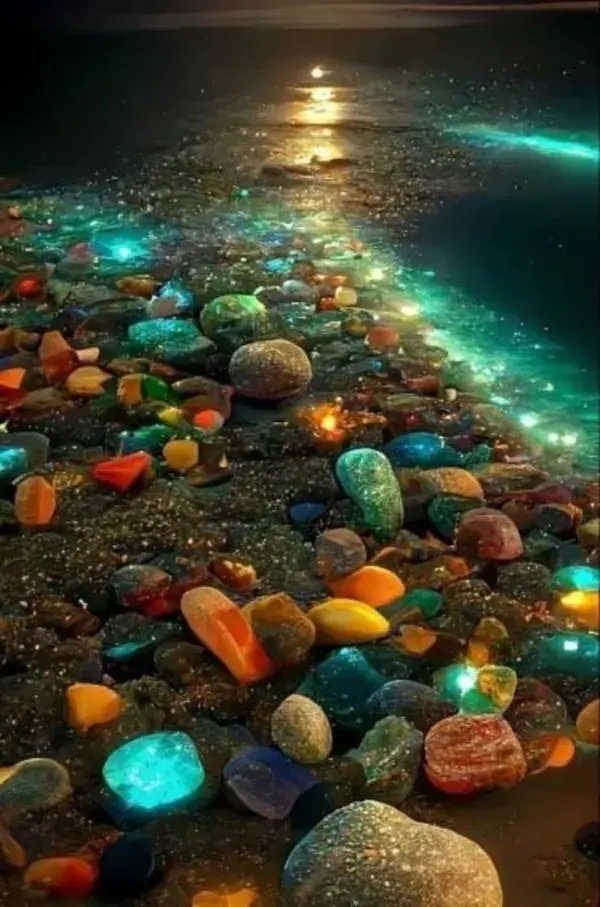 #ocean#sea#glowing stones#moon light#night#photography #