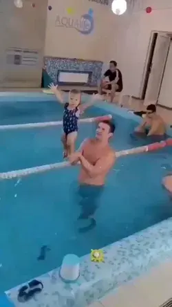 cute baby swimming