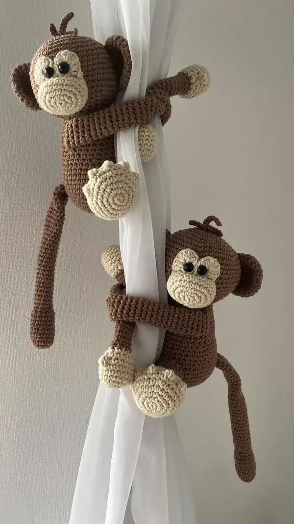 Monkey curtains tie back window decorations nursery room decor