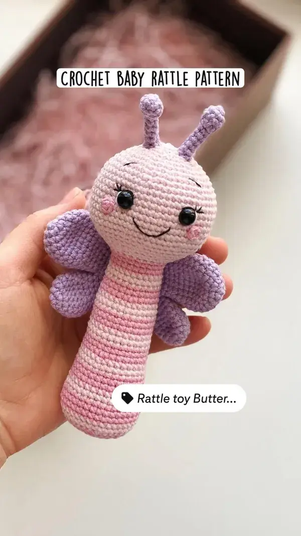 Crochet baby rattle pattern, amigurumi pattern rattle toys for newborns, DIY expecting mom gift idea