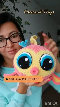 Crochet Fish pattern with big eyes, amigurumi Fish tutorial, plush golden fish