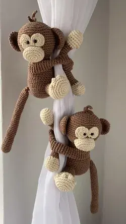 Brown Monkeys Curtain Tiebacks Baby Room Decor Holder Monkey | Etsy