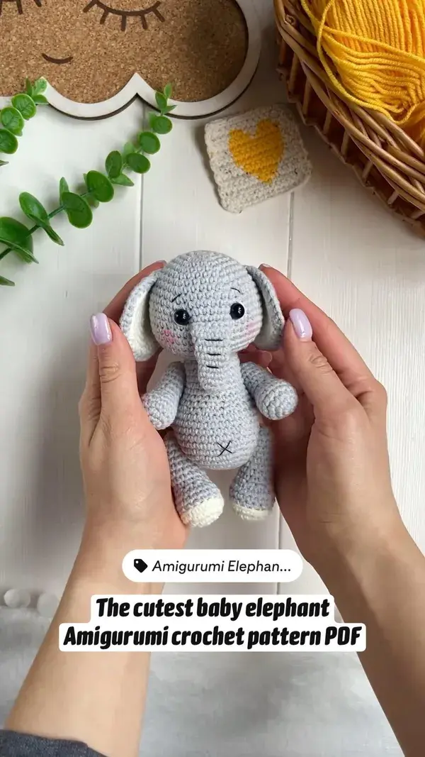 The cutest baby elephant Amigurumi crochet pattern PDF