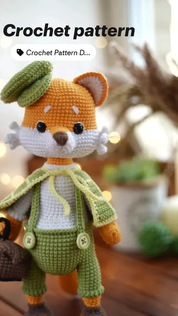 Crochet pattern agent Fox amigurumi PDF