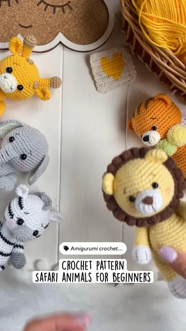 Crochet pattern Safari animals for beginners