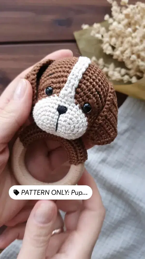 Puppy baby rattle Crochet Pattern